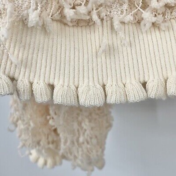 ZARA Crop Top Cream White Long Sleeve Textured Knit - Picture 5 of 6